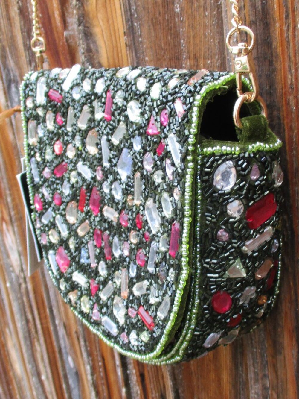 From India To You Bag, Black Beaded & Multicolor Crystal Crossbody Shoulder NWT